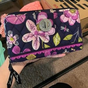 Vera Bradley Quilted Purple And Blue Floral Wallet